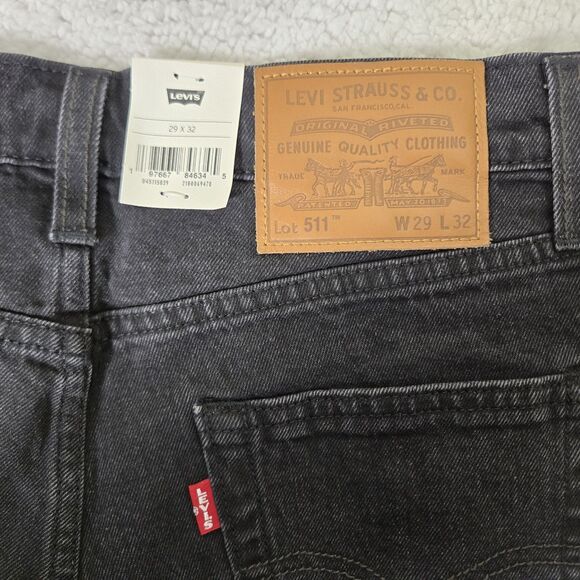 Levi’s Mens 29x32 Premium 511 Slim Fit Black Selvedge Cotton Hemp Jeans $128 - Picture 11 of 14